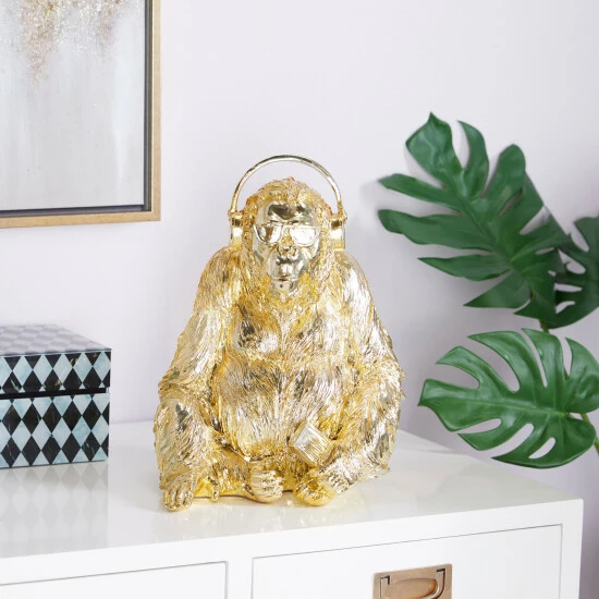 Cheapest 🎉 Studio 350 Gold Polystone Gorilla Sculpture - 10"L X 10"W X 14"H 💯