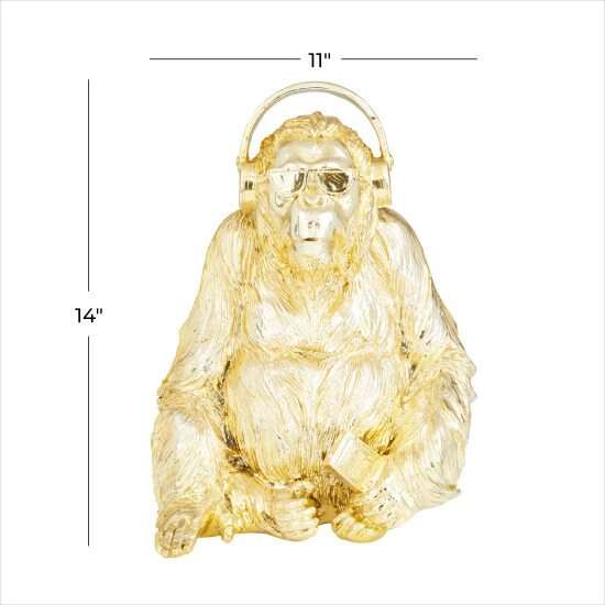 Cheapest 🎉 Studio 350 Gold Polystone Gorilla Sculpture - 10"L X 10"W X 14"H 💯 - Image 7