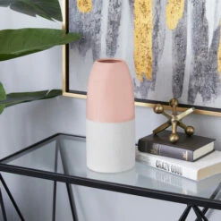 Cheapest 🥰 Studio 350 Pink Ceramic Modern Vase 11 X 5 X 5 - 5 X 5 X 11 💯