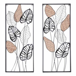 Hot Sale 👍 Studio 350 Black Iron Contemporary Wall Decor Floral And Botanical (Set Of 2) 🥰