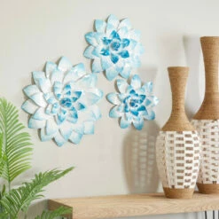 Buy ❤️ Studio 350 Blue Metal Modern Wall Decor (Set Of 3) 😀
