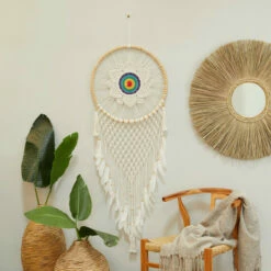 New 🌟 Studio 350 White Rattan Bohemian Dreamcatcher Wall Decor 🥰