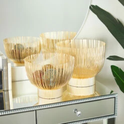 Outlet ❤️ Studio 350 Gold Metal Contemporary Decorative Bowl (Set Of 2) - 14 X 11 And 13 X 10 ⭐