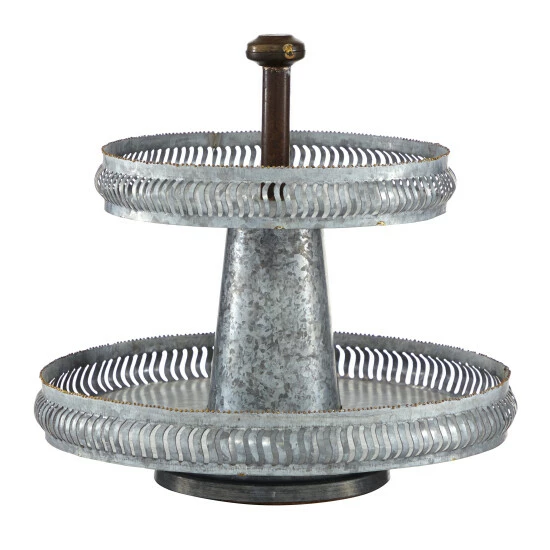 Discount 💯 Studio 350 Silver Metal Farmhouse Tiered Server 15 X 16 X 16 - 16 X 16 X 15Round 😀 - Image 2