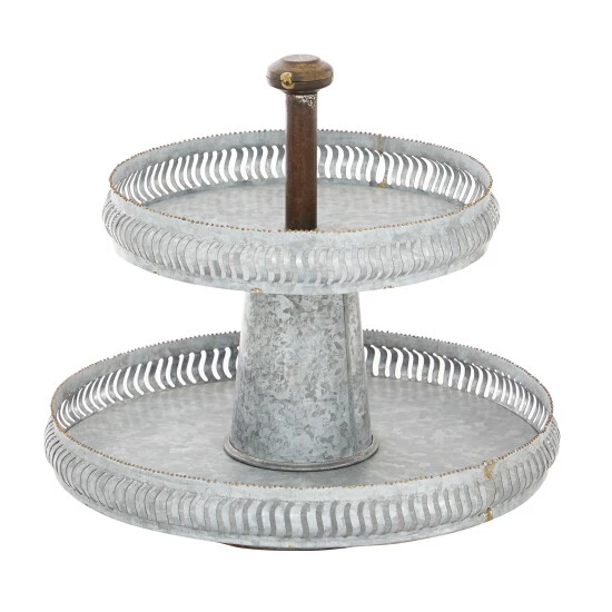 Discount 💯 Studio 350 Silver Metal Farmhouse Tiered Server 15 X 16 X 16 - 16 X 16 X 15Round 😀 - Image 3