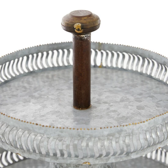 Discount 💯 Studio 350 Silver Metal Farmhouse Tiered Server 15 X 16 X 16 - 16 X 16 X 15Round 😀 - Image 6