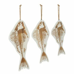 Cheapest 🤩 Studio 350 White Wood Coastal Wall Decor Fish (Set Of 3) ⌛