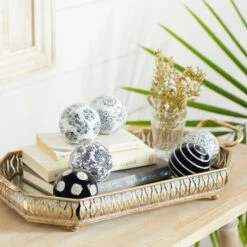 Best deal 👍 Studio 350 Black Or Blue Patten Ceramic Traditional Round Orbs/Balls (Set Of 6) - 3 X 3 X 3Round 😍