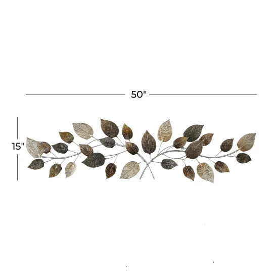 Promo 💯 Studio 350 Brown Metal Traditional Wall Decor Floral And Botanical 15 X 50 X 2 😍 - Image 5