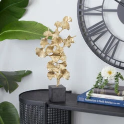 Promo 🔔 Studio 350 Gold Polyresin Contemporary Sculpture Nature 20 X 10 X 3 - 10 X 3 X 20 💯