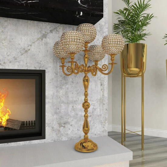 Deals โญ Studio 350 Gold Aluminum Glam Hurricane Lamp 40 X 24 X 24 - 24 X 24 X 40 ๐ - Image 7