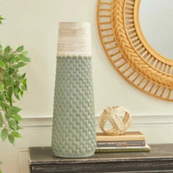 Cheapest 🤩 Studio 350 Green Ceramic Contemporary Vase 24 X 8 X 8 - 8 X 8 X 24 🧨