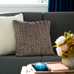 Deals ⌛ Studio 350 Velvet Decorative Throw Pillow W/ Smocked Braid Pattern 🔔