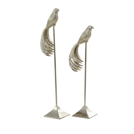 Wholesale ๐ Studio 350 Silver Aluminum Eclectic Birds Sculpture ( Set Of 2) - S/2 32", 27"H ๐ - Image 2
