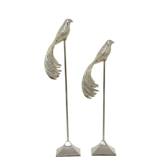 Wholesale ๐ Studio 350 Silver Aluminum Eclectic Birds Sculpture ( Set Of 2) - S/2 32", 27"H ๐ - Image 3