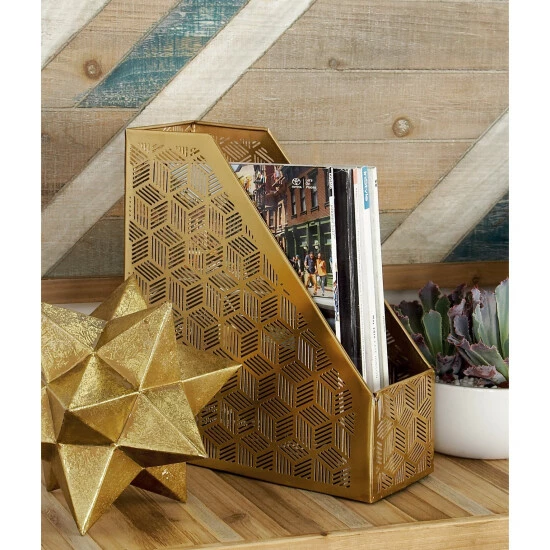 Best deal 😀 Studio 350 Gold Metal Glam Magazine Holder 12 X 5 X 10 - 5 X 1 0 X 12 ⭐