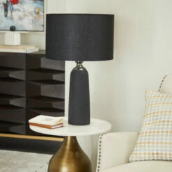Best Sale ✔️ Studio 350 Brown Cement Modern Table Lamp - 14 X 14 X 23 Round 👏