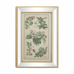 Wholesale 😍 Studio 350 Large Vintage Style Plant Illustrations Textile In Mirror And Gold Rectangular Frame 19.5" X 28.5" 🌟