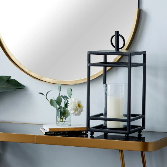 Promo ๐ Studio 350 Black Metal Contemporary Lantern 19 X 8 X 8 - 8 X 8 X 19 ๐