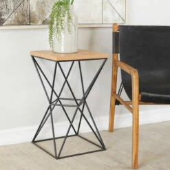 Hot Sale 😉 Studio 350 Brown Metal Contemporary Accent Table - 14 X 14 X 24 ✔️