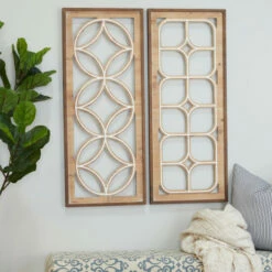 Best Pirce 🥰 Studio 350 Brown Wood Traditional Geometric Wall Decor ( Set Of 2) 😀