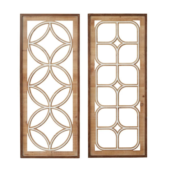 Best Pirce 🥰 Studio 350 Brown Wood Traditional Geometric Wall Decor ( Set Of 2) 😀 - Image 2