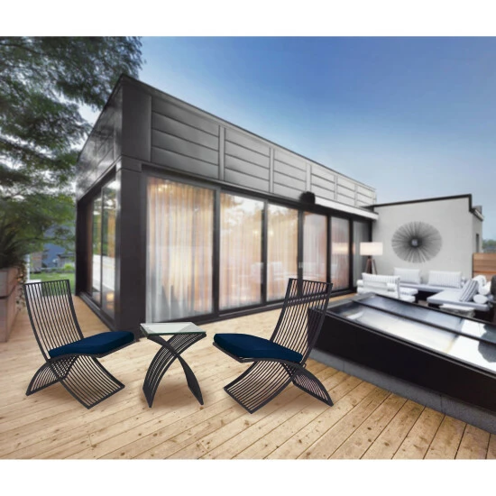 Outlet ๐ Studio 350 Black Metal Eclectic Outdoor Seating Set (Set Of 3) ๐