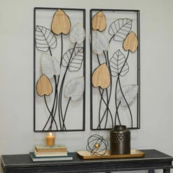 Best deal 🧨 Studio 350 Black Metal Modern Leaves Wall Decor (Set Of 2) 💯