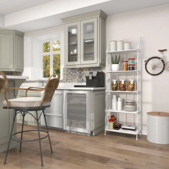 Buy 🔥 Studio 350 Metal Indoor Outdoor Tall Folding 5 Shelves Scroll Bakers Rack Gold - 11"w, 65"h 😀 - Image 4