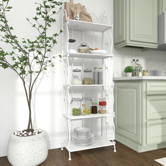 Buy 🔥 Studio 350 Metal Indoor Outdoor Tall Folding 5 Shelves Scroll Bakers Rack Gold - 11"w, 65"h 😀 - Image 6