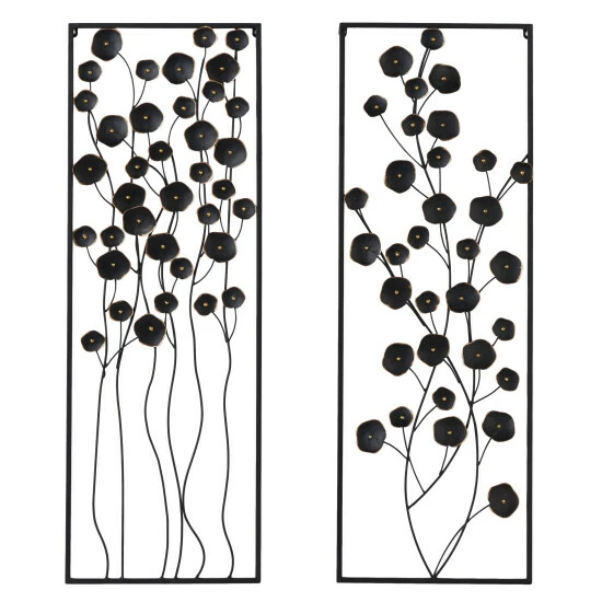 Wholesale 🌟 Studio 350 Black Iron Farmhouse Wall Decor Floral And Botanical (Set Of 2) 👍 - Image 2
