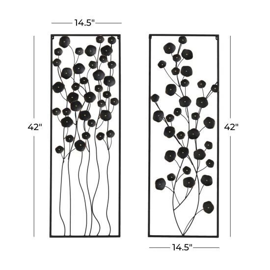 Wholesale 🌟 Studio 350 Black Iron Farmhouse Wall Decor Floral And Botanical (Set Of 2) 👍 - Image 7