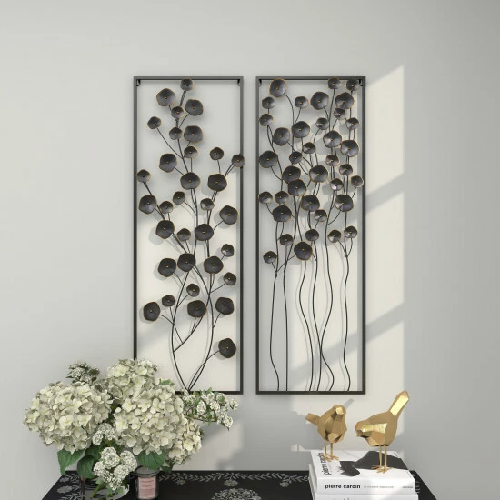 Wholesale 🌟 Studio 350 Black Iron Farmhouse Wall Decor Floral And Botanical (Set Of 2) 👍 - Image 8