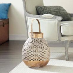 Deals ⭐ Studio 350 Gold Metal Eclectic Lantern 16 X 13 X 14 - 13 X 14 X 16Round 💯