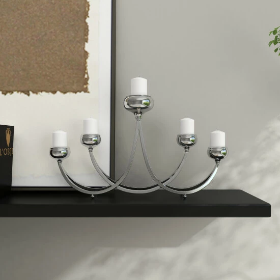 Discount ✔️ Studio 350 Silver Steel Contemporary Candle Holder 15 X 28 X 5 - 28 X 5 X 15 🎉 - Image 4