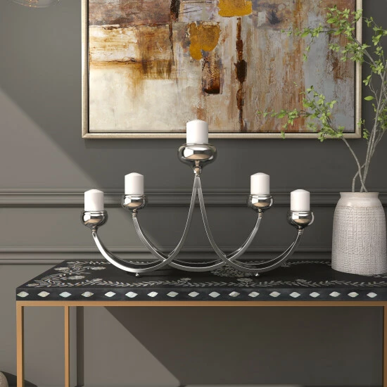 Discount ✔️ Studio 350 Silver Steel Contemporary Candle Holder 15 X 28 X 5 - 28 X 5 X 15 🎉 - Image 5