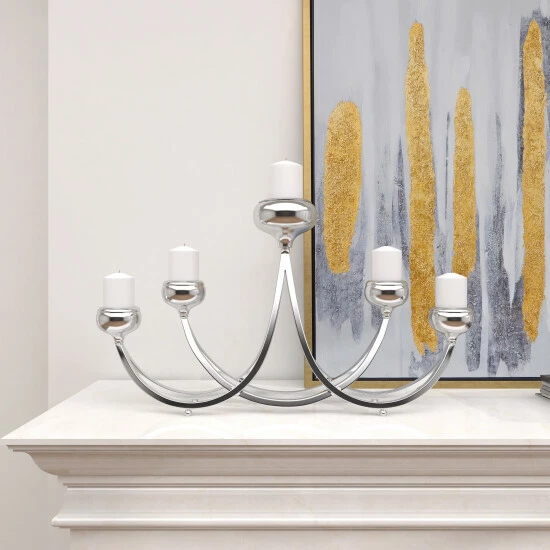 Discount ✔️ Studio 350 Silver Steel Contemporary Candle Holder 15 X 28 X 5 - 28 X 5 X 15 🎉 - Image 6