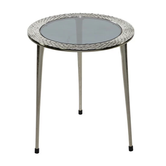 Hot Sale 🥰 Studio 350 Silver Aluminum Contemporary Accent Table 22 X 19 X 19 - 19 X 19 X 22Round 🌟 - Image 3