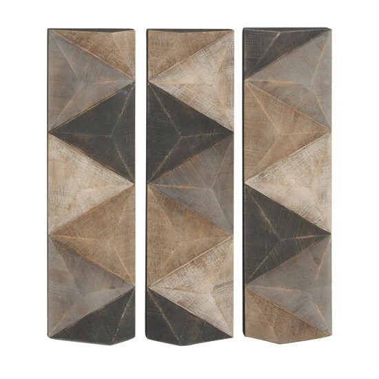Deals 💯 Studio 350 Brown MDF Farmhouse Wall Decor Abstract (Set Of 3) 💯 - Image 2