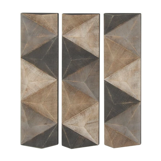 Deals 💯 Studio 350 Brown MDF Farmhouse Wall Decor Abstract (Set Of 3) 💯 - Image 3