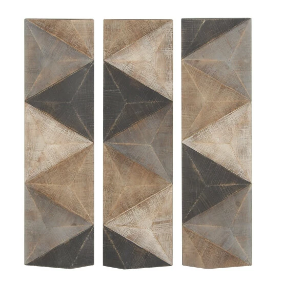 Deals 💯 Studio 350 Brown MDF Farmhouse Wall Decor Abstract (Set Of 3) 💯 - Image 4