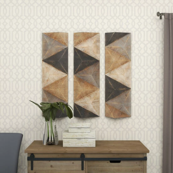 Deals 💯 Studio 350 Brown MDF Farmhouse Wall Decor Abstract (Set Of 3) 💯 - Image 8
