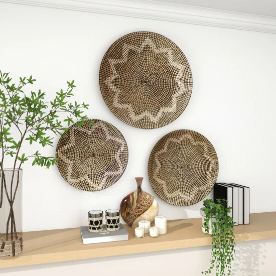 Top 10 👍 Studio 350 Natural Brown Seagrass Traditional Wall Decor Abstract (Set Of 3) ✔️ - Image 8