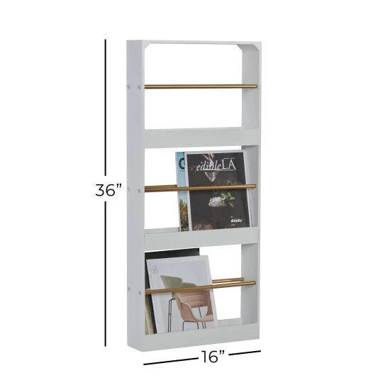 Outlet 👏 Studio 350 White MDF Glam Wall Shelf 36 X 16 X 4 - 16 X 4 X 36 ✔️ - Image 7