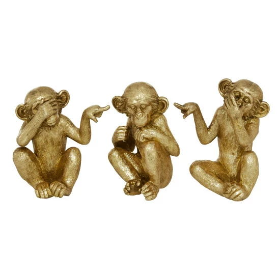 Best reviews of โ๏ธ Studio 350 Gold Polystone Contemporary Sculpture Monkey (Set Of 3) - S/3 6", 6", 6.25"H ๐ - Image 2