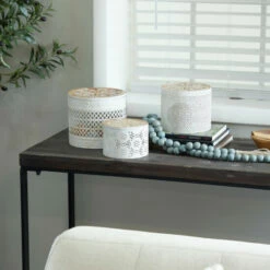 Best reviews of ❤️ Studio 350 White Metal Traditional Decorative Jars (Set Of 3) - S/3 7", 6", 4"H ✨