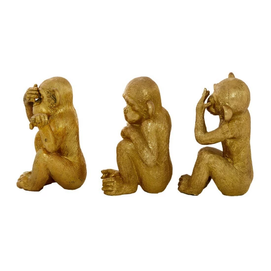 Best reviews of โ๏ธ Studio 350 Gold Polystone Contemporary Sculpture Monkey (Set Of 3) - S/3 6", 6", 6.25"H ๐ - Image 3