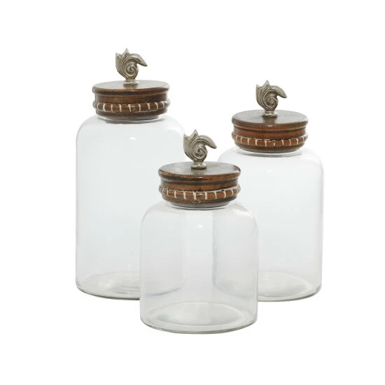 Best deal 😍 Studio 350 Clear Glass Contemporary Decorative Jar (Set Of 3) - 5 X 5 X 12 ⌛ - Image 2