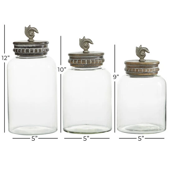 Best deal 😍 Studio 350 Clear Glass Contemporary Decorative Jar (Set Of 3) - 5 X 5 X 12 ⌛ - Image 5