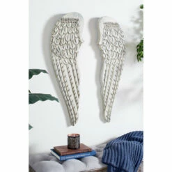 Deals ⌛ Studio 350 White Wood Vintage Wall Decor Religious And Spiritual (Set Of 2) 🎉